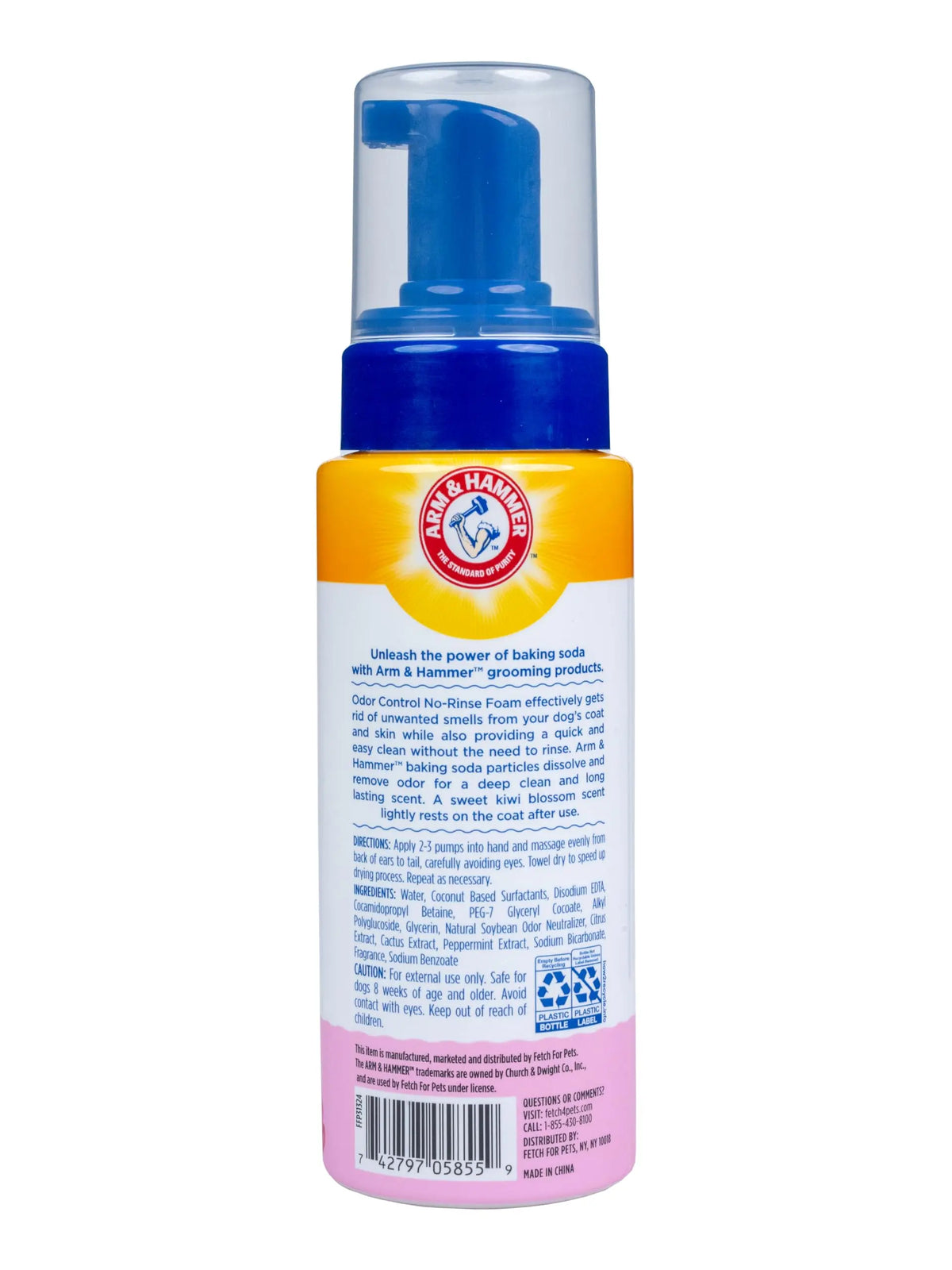 Arm & Hammer for Pets Odor Control Pet No-Rinse Foam with Baking Soda, Kiwi Blossom Scent, 8oz; Best Odor Eliminating Foam for Dogs and Puppies; Arm and Hammer Baking Soda Waterless Dog Deodorizer ARM & HAMMER