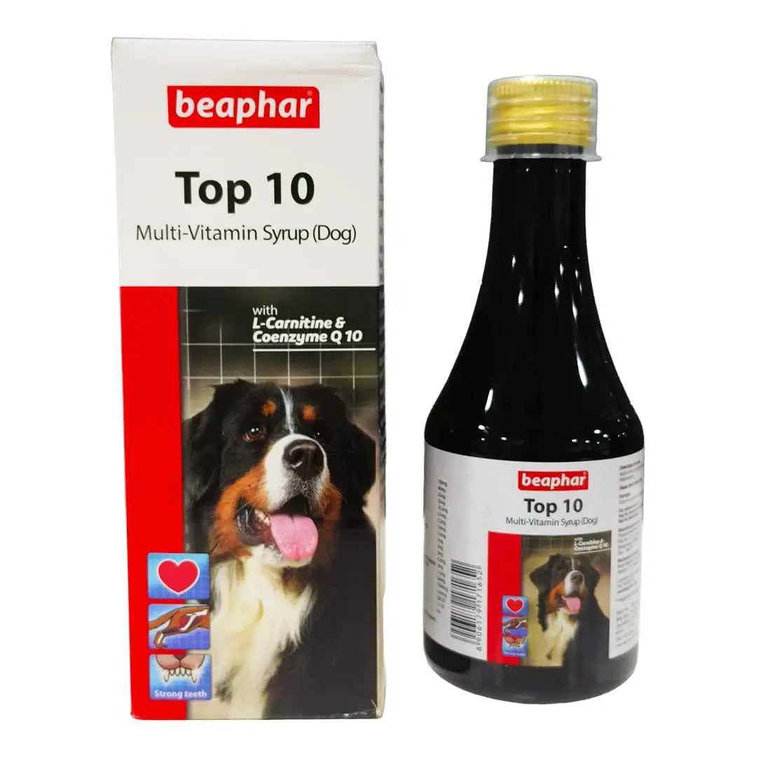 Beaphar Top 10 Multi-Vitamin Syrup for Dogs | 200ml | Improves Overall Vitality and Internal Strength Beaphar