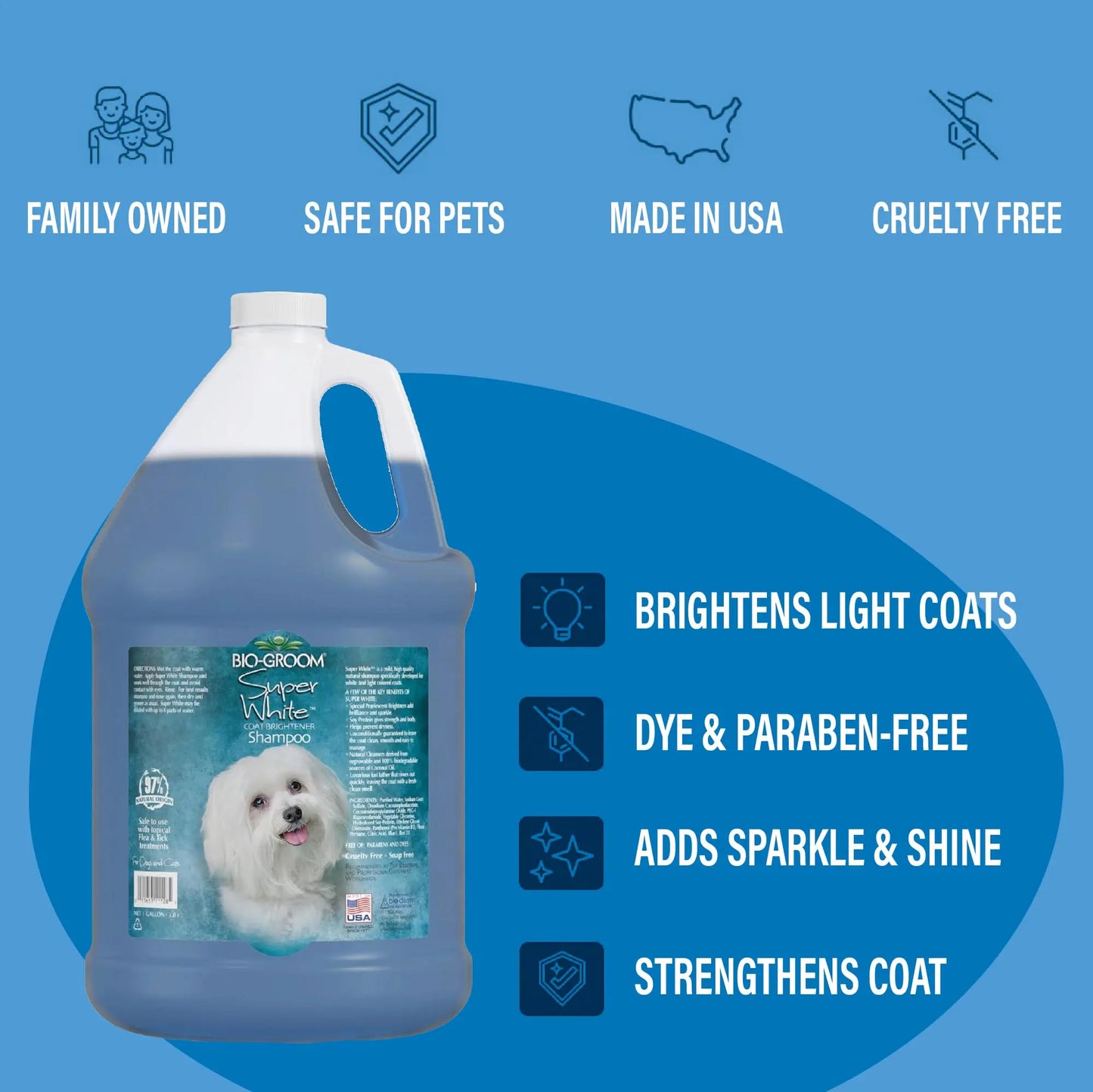 Bio-Groom Super White Coat Brightener Dog Shampoo, 3.8 L Bio-groom