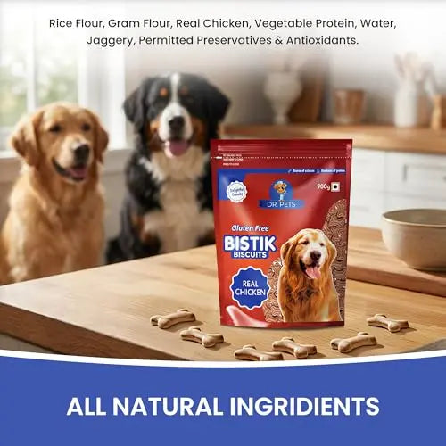 Dr.Pets Bistik Dog Food Treat - Dog Biscuits for Adult Dog & Puppy, Gluten Free Healthy Treats with Fresh & Natural Ingredients, Real Chicken Flavor 900g Pack of 1 Dr.Pets