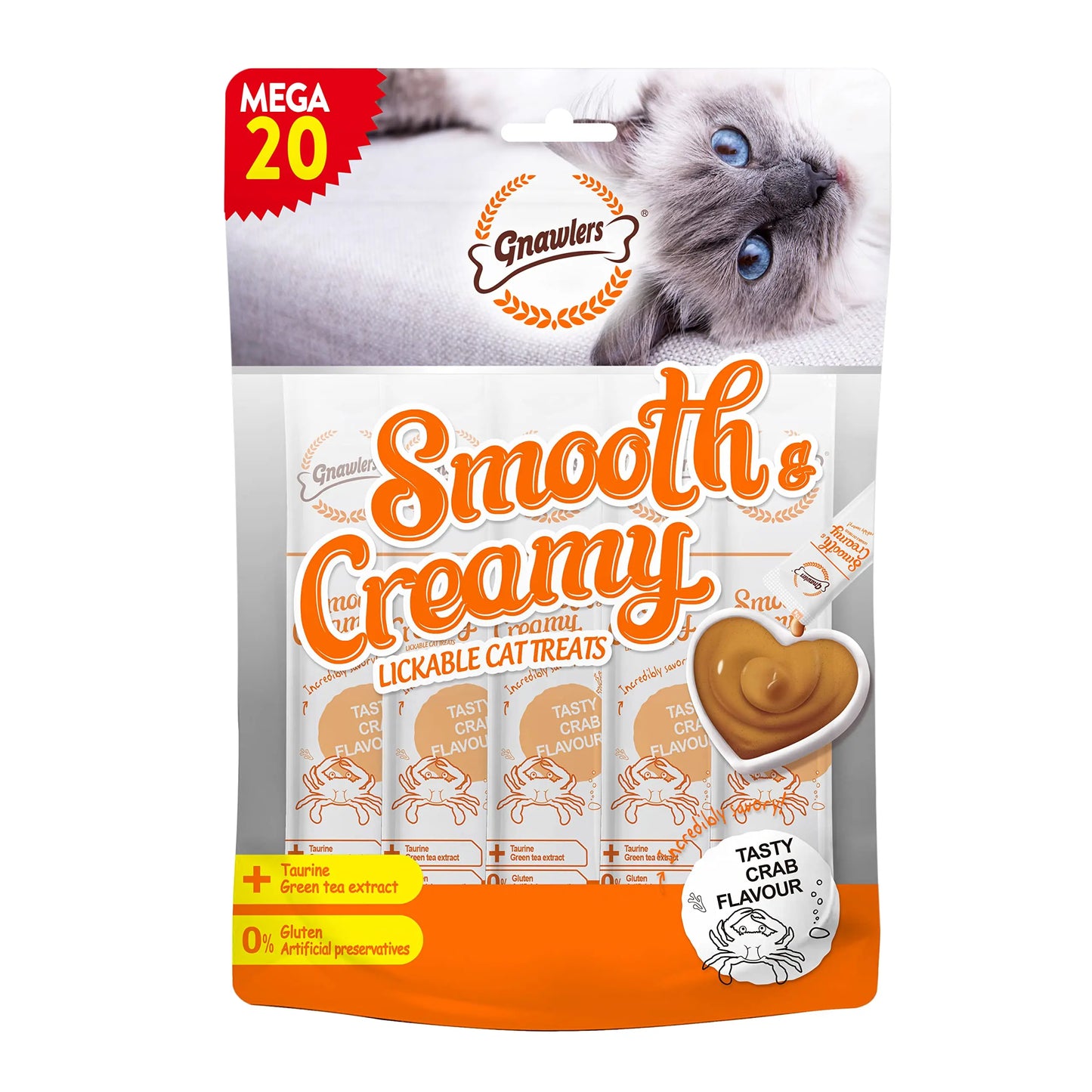 Gnawlers Lickable Wet Creamy Cat Treats with Tasty Crab Flavour for Adult & Senior Cats, Healthy Cat Treat (Pack of 1x300g). Newly launched Exclusively Sold by DogsNCats Generic