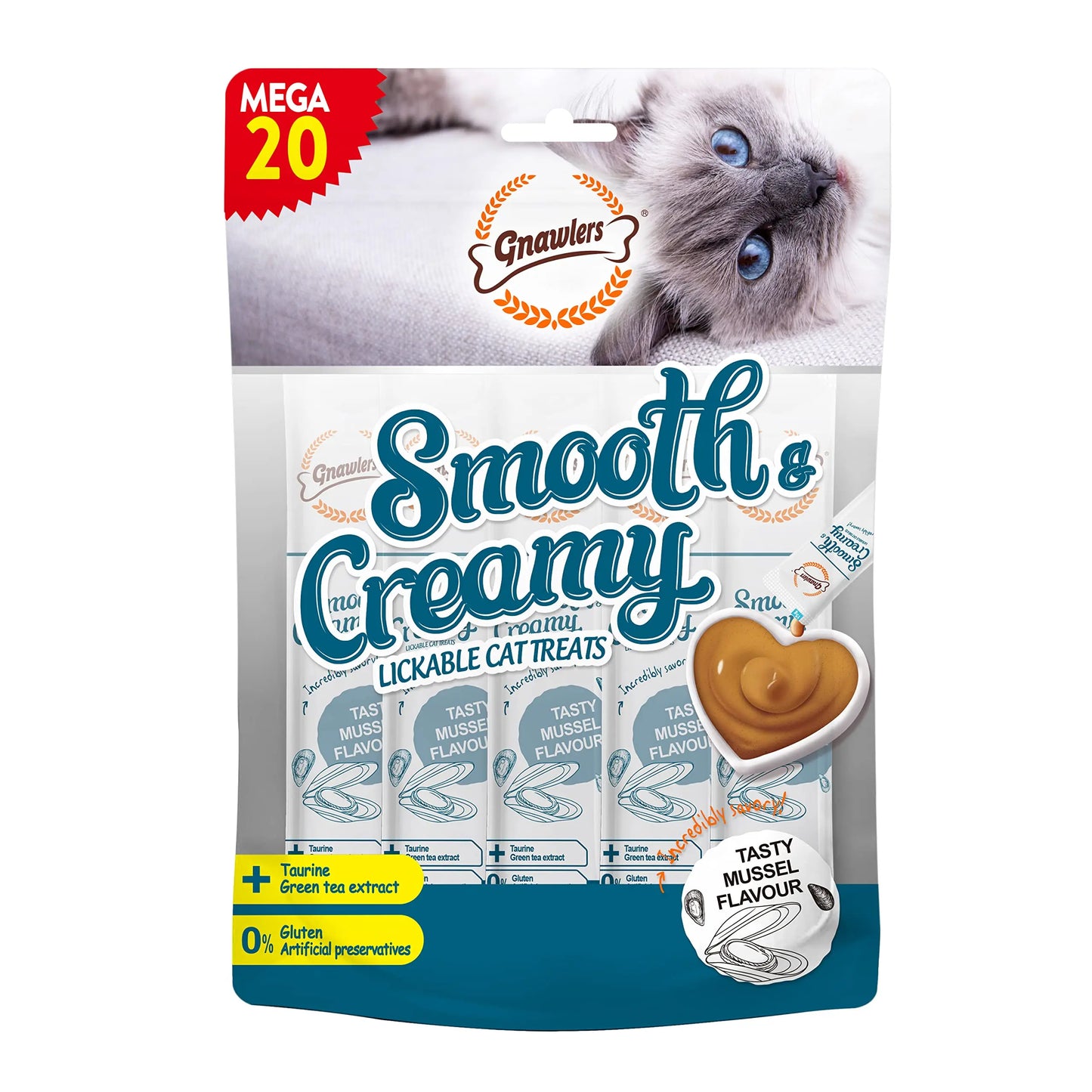 Gnawlers Lickable Wet Creamy Cat Treats with Tasty Mussel Flavour for Adult & Senior Cats, Healthy Cat Treat (Pack of 1x300g). Newly launched Exclusively Sold by DogsNCats Generic