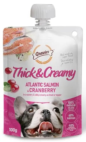 Gnawlers Thick & Creamy Dog Treat, 100g Natural Pet Food Topper I Lickable Dog Treats I 100% Natural (Pack of 8, Atlantic) GNAWLERS