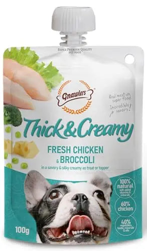 Gnawlers Thick & Creamy Dog Treat, 100g Natural Pet Food Topper I Lickable Dog Treats I 100% Natural (Pack of 8, Broccoli) GNAWLERS