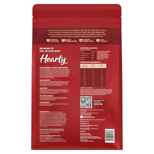 Hearty by HUFT Adult Dog Food - 2 Kg | Chicken & Duck with Brown Rice | Dry Dog Food for All Breeds | Complete & Balanced | No Artificial Flavours or Fillers Heads Up For Tails