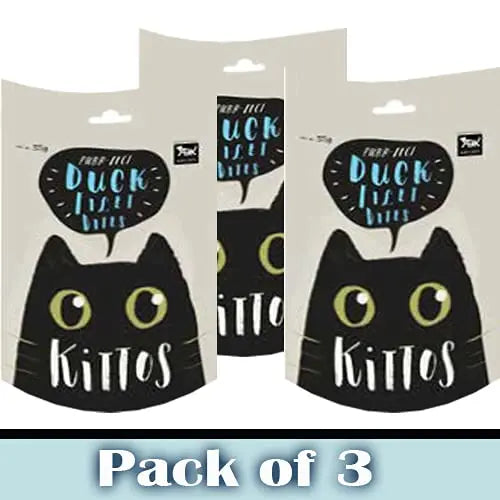 Kittos Cat Treats, Duck Fillet Bites, Rich Protein Low Fat, Multi-Pack of 3 (105g) KITTOS