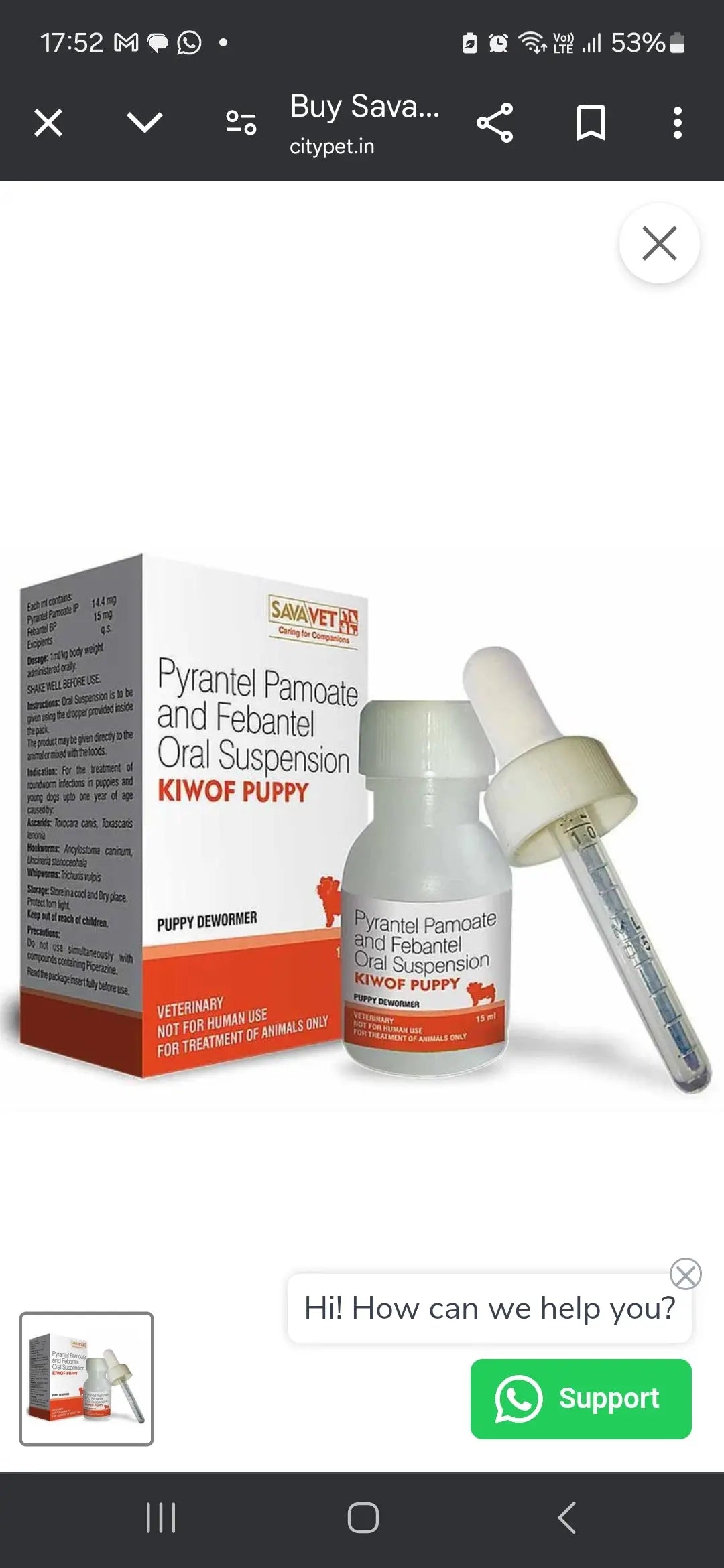 Kiwof suspension 20ml pack of 2 Amanpetshop-