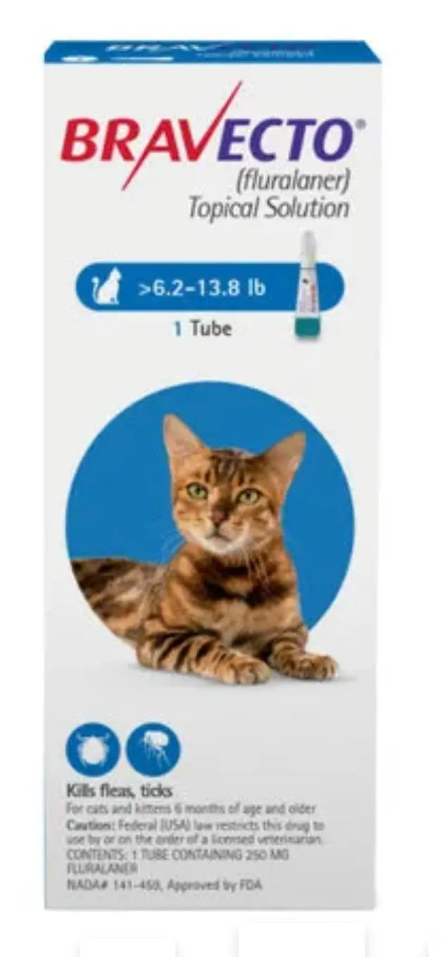 MSD Animal Health Bravecto 250mg (Fluralaner) Spot On Solution for Medium Sized Cats Amanpetshop-