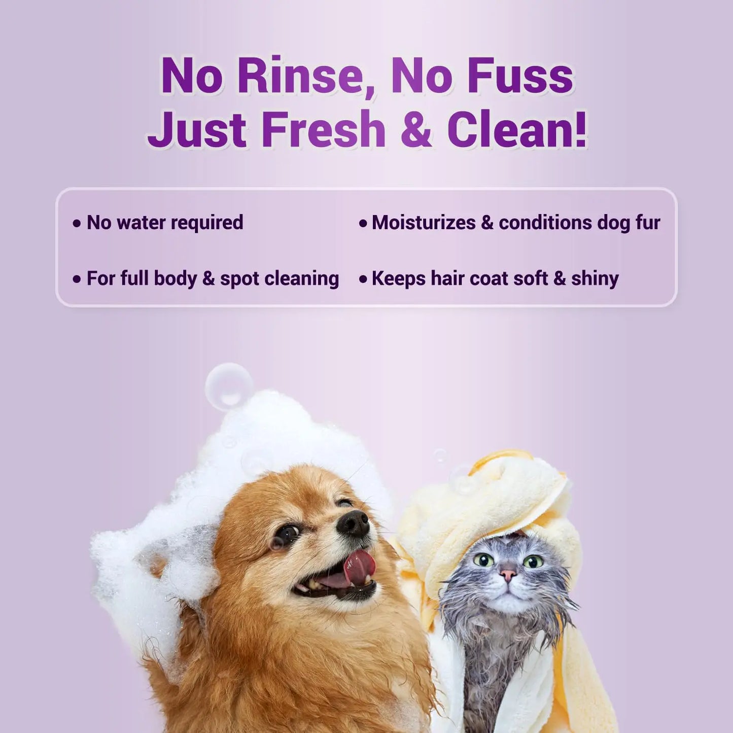 Natural Remedies Fresh Me Up Waterless Foam Cleanser (450ml) & Lush Me Up Anti-Hairfall Shampoo (350ml), Pet Grooming, Odor Control, Hypoallergenic, Safe for Dogs, Cats of All Breeds (Combo Pack of 2) Natural Remedies
