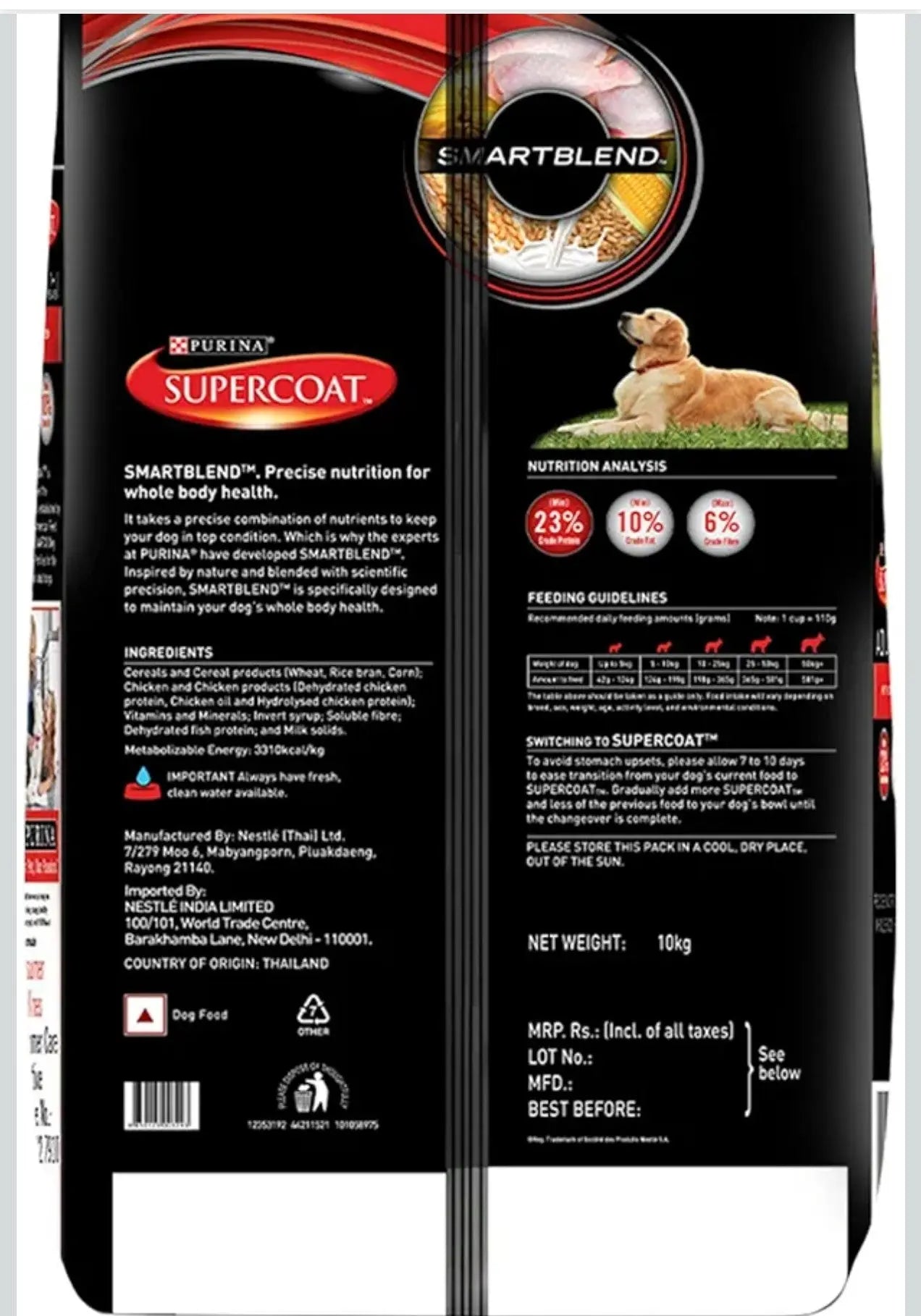PURINA Supercoat Adult Dry Dog Food, Chicken- 10Kg Pack SUPERCOAT