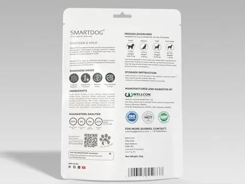 SmartDog Smartstix Chewy Meat Sticks, 85g - High Protein Dog Treats, Real Chicken, 2 Flavors, Ziplock Pack (Pack of 2, Milk, Banana) SMARTDOG