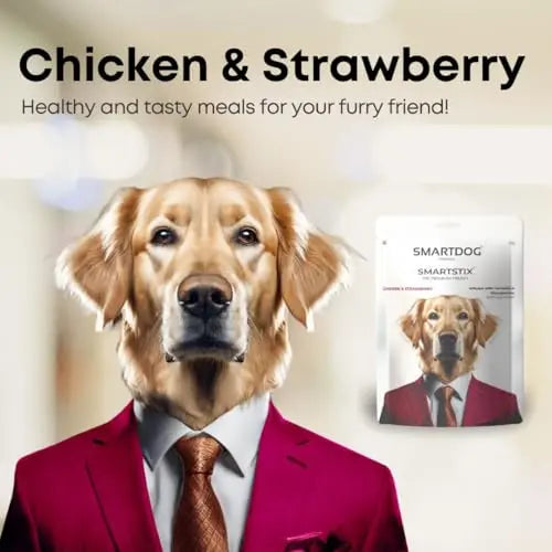 SmartDog Smartstix Chewy Meat Sticks, 85g - High Protein Dog Treats, Real Chicken, 2 Flavors, Ziplock Pack (Pack of 2, Strawberry) SMARTDOG