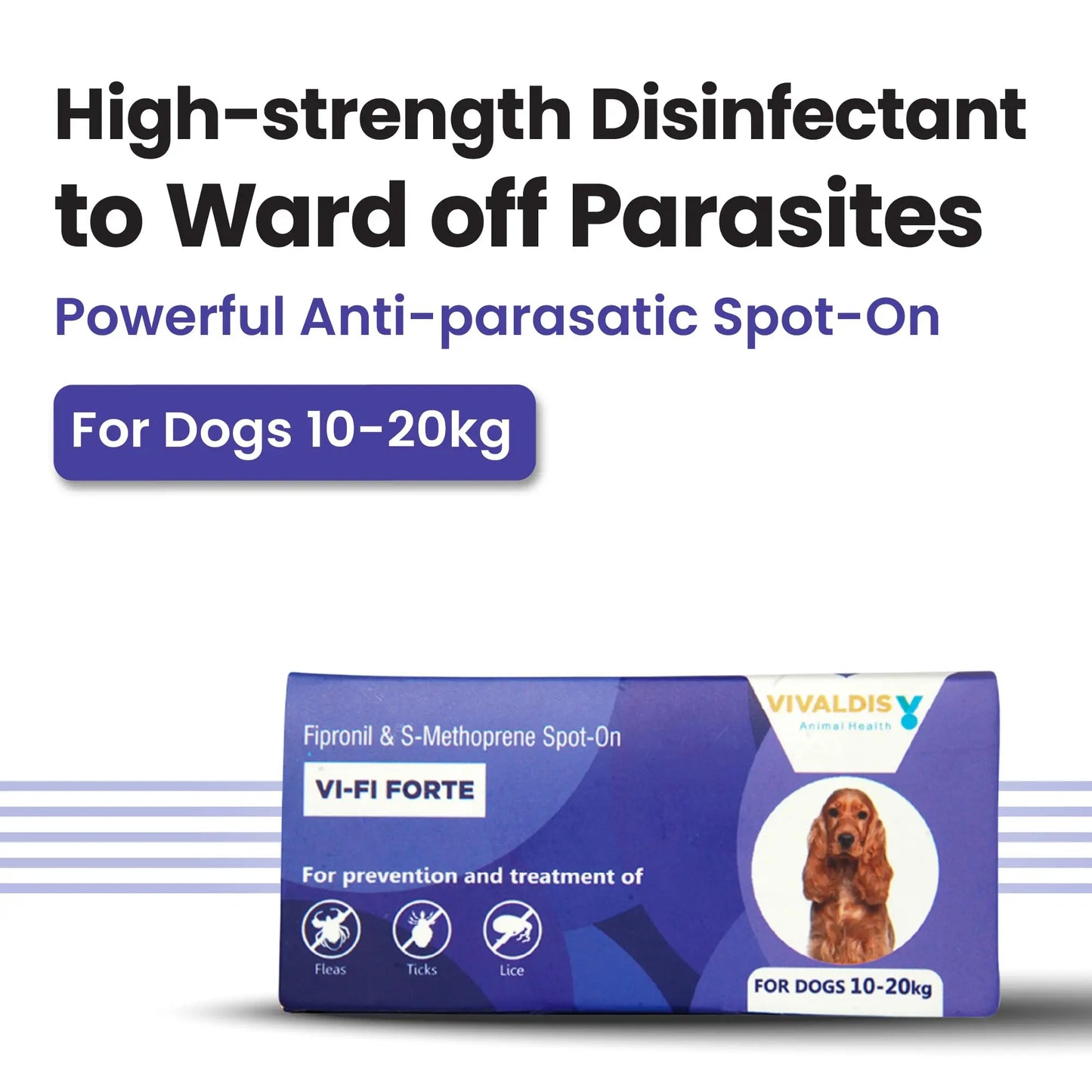 Vivaldis Vi-Fi Forte (10-20 Kg) - Pack Of Single Pipettes : Spot On For Prevention & Treatment Of Fleas, Ticks And Chewing Lice Infestation VIVALDIS