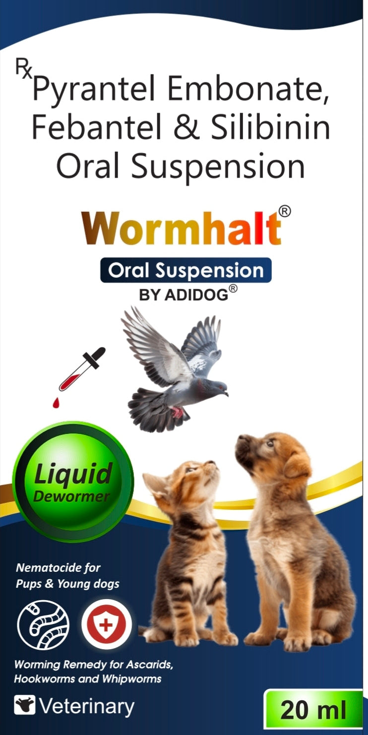 Wormhalt deworming 20ml suspension for pups ,kittens and birds by adidog Amanpetshop