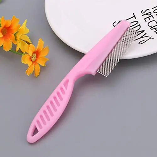 AlexVyan Long Handle with Small Teeth Nit Lice Terminator Comb For Humen Men Women and Pet Dog Cat Hair Rid Head lice Super density Stainless Steel Metal Teeth Remove Nits Brush Comb (Mix Color) Alexvyan