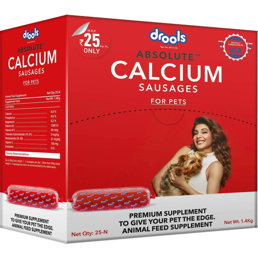 Drools Absolute Calcium Sausage, Dog Supplement, 18 Pieces, 1.4 kg Amanpetshop