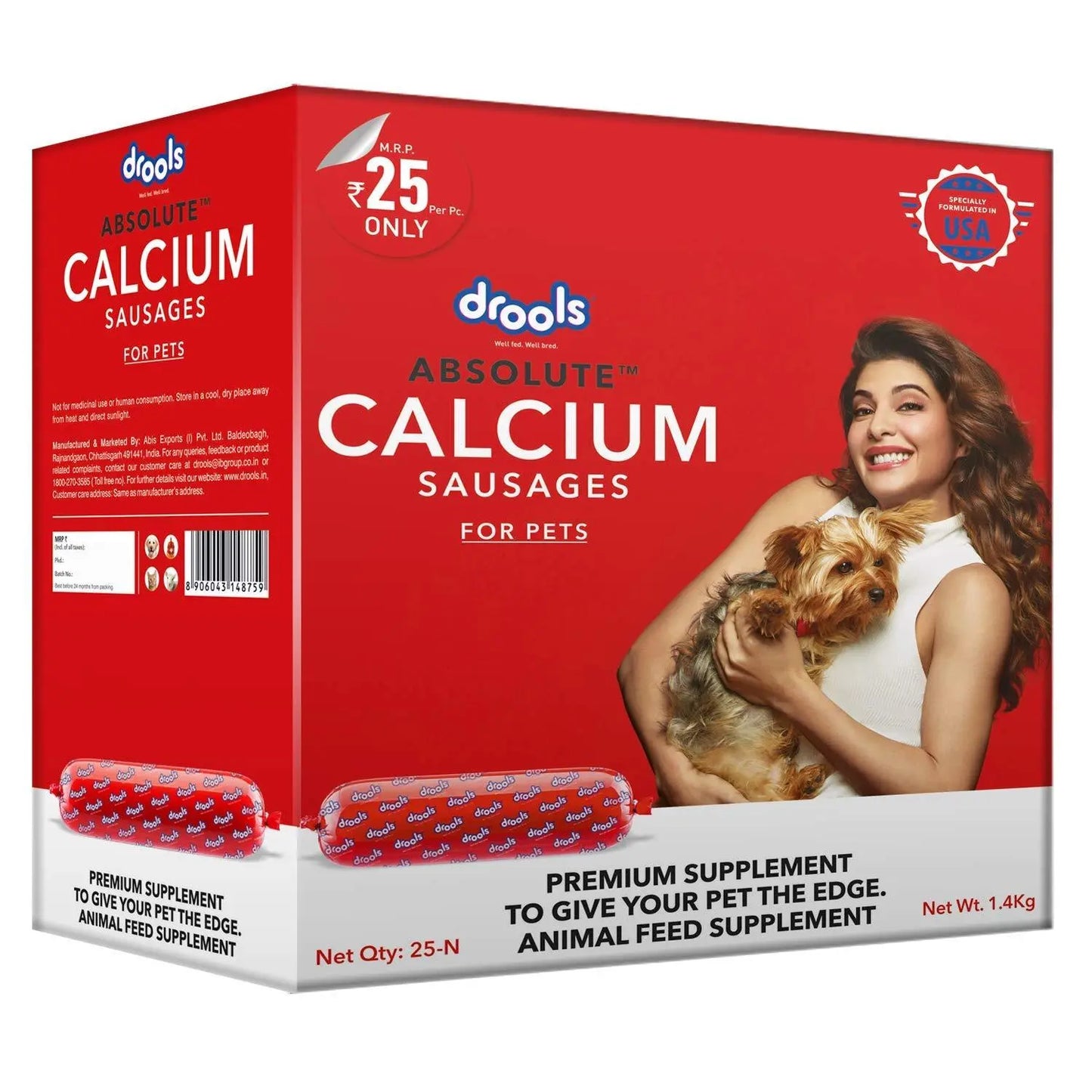 Drools Absolute Calcium Sausage, Dog Supplement, 18 Pieces, 1.4 kg Amanpetshop