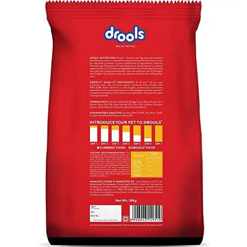 Drools Chicken and Egg Adult Dog Food, 20 kg (+2 kg Free Inside) Amanpetshop