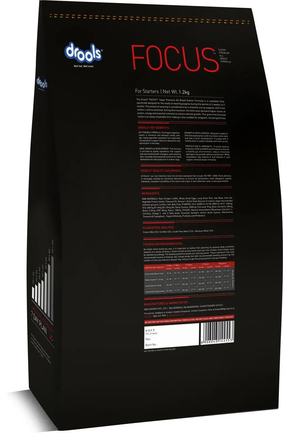 Drools Focus Starter Super Premium Dog Food, 1.2kg Amanpetshop