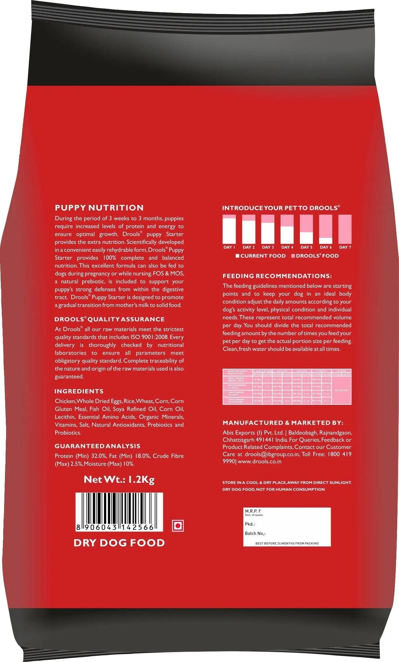 Drools Puppy Starter Dog Food, 1.2kg Amanpetshop