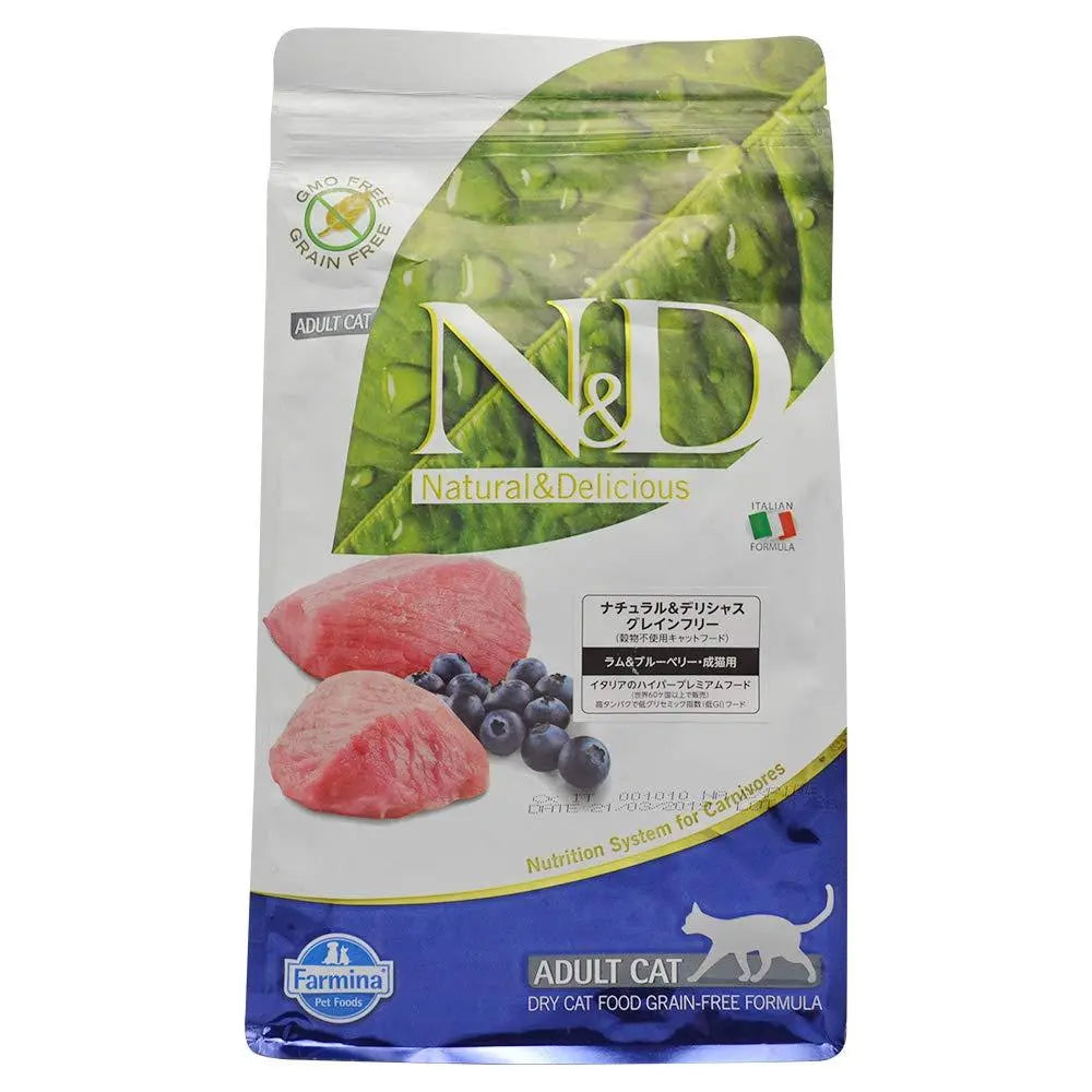Farmina N&D Grain Free Lamb and Blueberry Adult Cat Food, 1.5 kg Amanpetshop