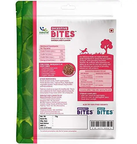 Natural Remedies Digestive Bites, Chicken Liver Flavour, 75gms (Pack of 2 Treats) Natural Remedies