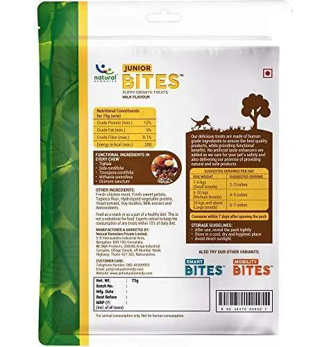 Natural Remedies Junior Bites, Milk Flavour, 75 GMS (Pack of 2 Treats) Amanpetshop
