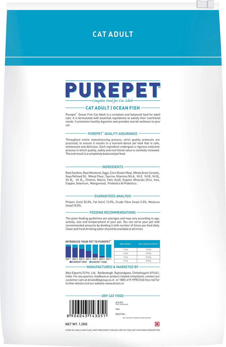 Purepet Cat Food Combo of Sea Food, 1.2 kg & Ocean Fish, 1.2 kg