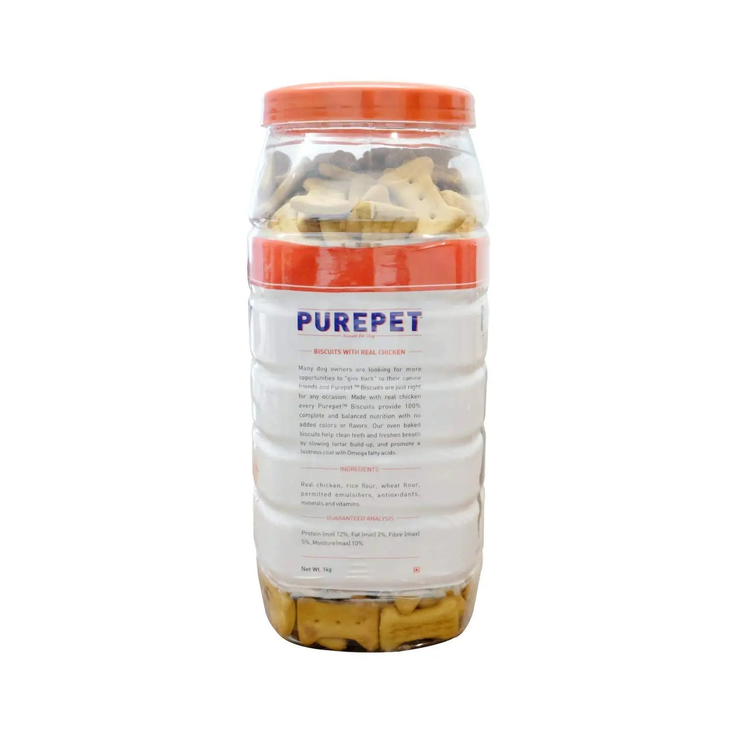 Purepet Chicken Flavour Real Chicken Biscuit Dog Treats Jar, 1kg Amanpetshop