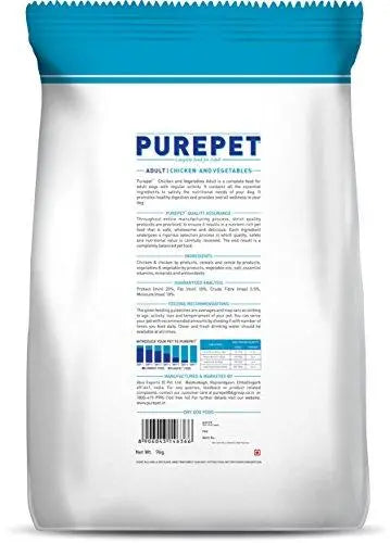 Purepet Chicken and Vegetables Adult Dog Food, 9 kg PUREPET