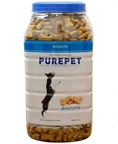 Purepet Milk Flavour, Real Chicken Biscuit,Dog Treats- Jar, 1kg Amanpetshop-