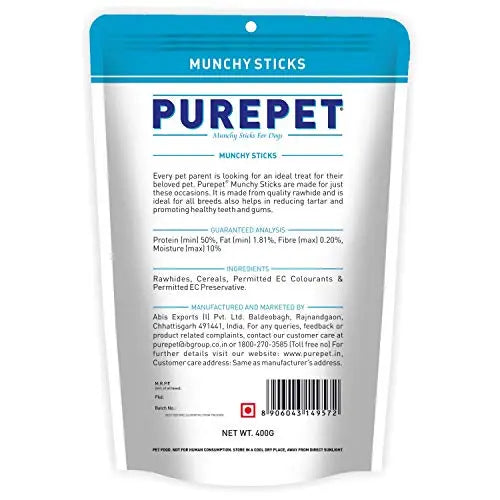 Purepet Munchy Sticks, Chicken Flavour, Dog Treats, 400 g PUREPET