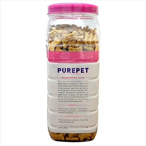 Purepet Mutton Flavour, Real Chicken Biscuit, Dog Treats- Jar, 1KG PUREPET