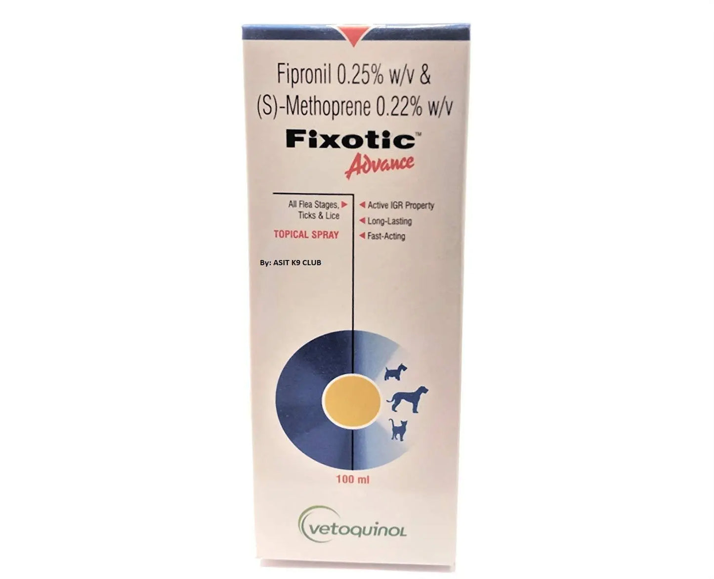 Vetoquinol Fixotic Advance Anti-Tick and Flea Spray (100 ml) Amanpetshop
