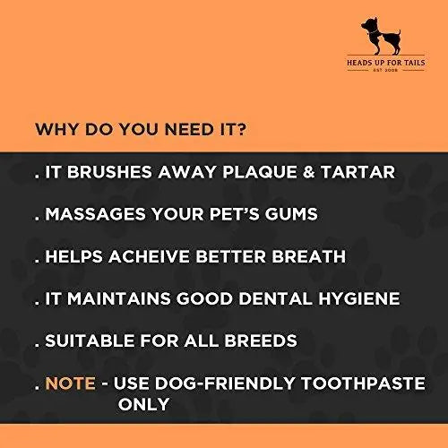 jacky treats Toothbrush For Small Medium Large & Adult Dogs Heads Up For Tails