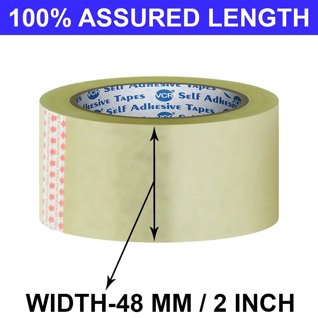 VCR Self Adhesive Transparent Cello Tape - 65 Meters in Length - 48mm / 2" Width - 6 Rolls Per Pack - BOPP Industrial Packaging Tape for E-Commerce Box Packing, Office and Home use VCR