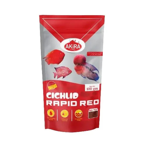 AKIRA Cichlid Rapid RED 100 GM,Insect Based, Enhance Colour for Cichlid Fish,Protein:35%,Floating Type Fish Food, All Life Stages, Pellet AKIRA