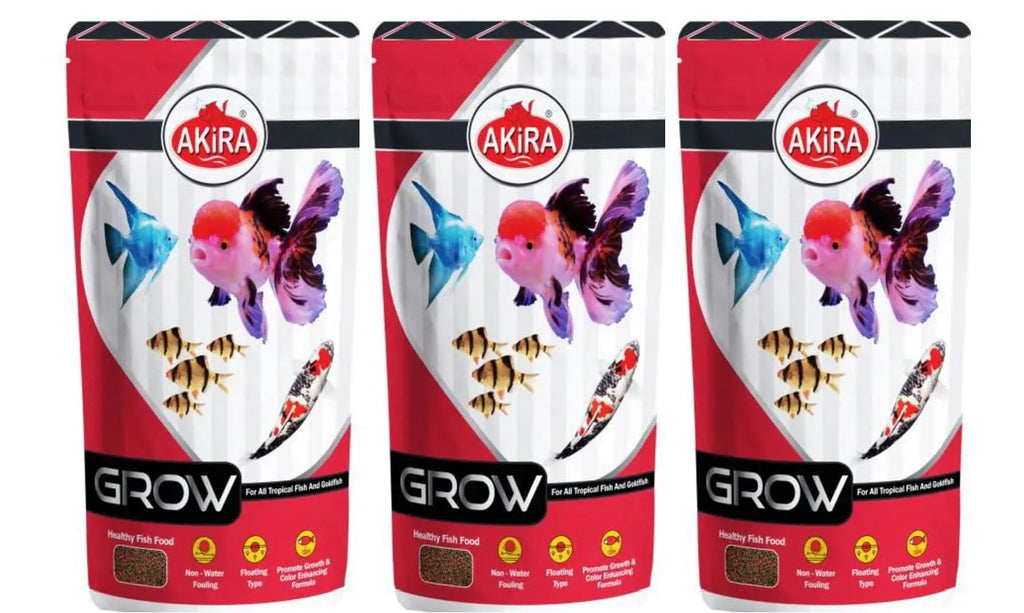 AKIRA Grow (Mixed) 100gm. (1+1+1) Combo Pack of 3. for All Kind of Fish,Protein:26% AKIRA