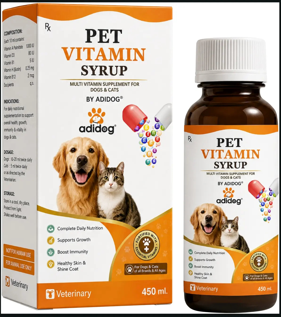 Adidog multivitamin syrup 450ml Amanpetshop-