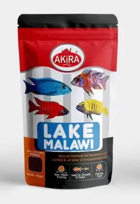 Akira Akira Lake MALAWAI 100gm. Pouch Fish 0.1 kg Dry,Protein 40%, Adult, New Born, Senior, Young Fish Food (for African Cichlid Fish) AKIRA