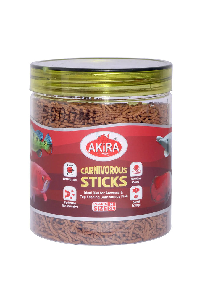 Akira Carnivorous Sticks - 500ML,Protein: 45% (Ideal Diet for AROWANA & TOP Feeding Carnivorous Fish) AKIRA