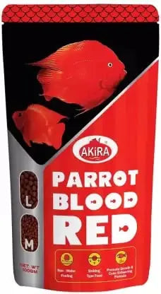 Akira Parrot Blood RED 100gm. Pouch Fish 0.1 kg Dry,Protein 40%, Adult, New Born, Senior, Young Fish Food(for Parrot Fish) AKIRA