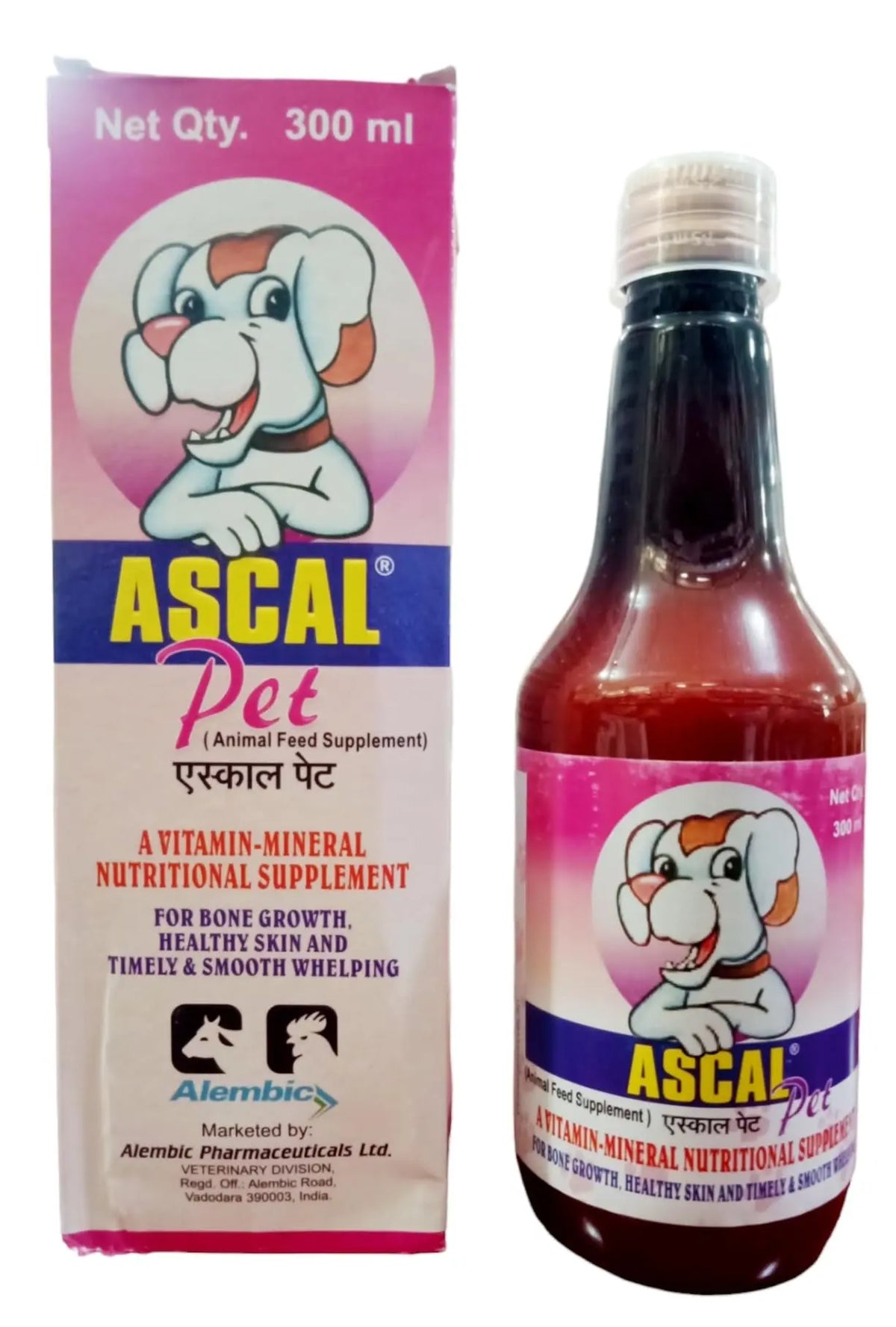 Alembic ASCAL Vitamin Mineral (300 ml) & SHARKOFERROL PET Malt Based Vitamins Iron & Calcium for Cat,Dogs & Puppies (200 g) Pet Health Supplements Generic