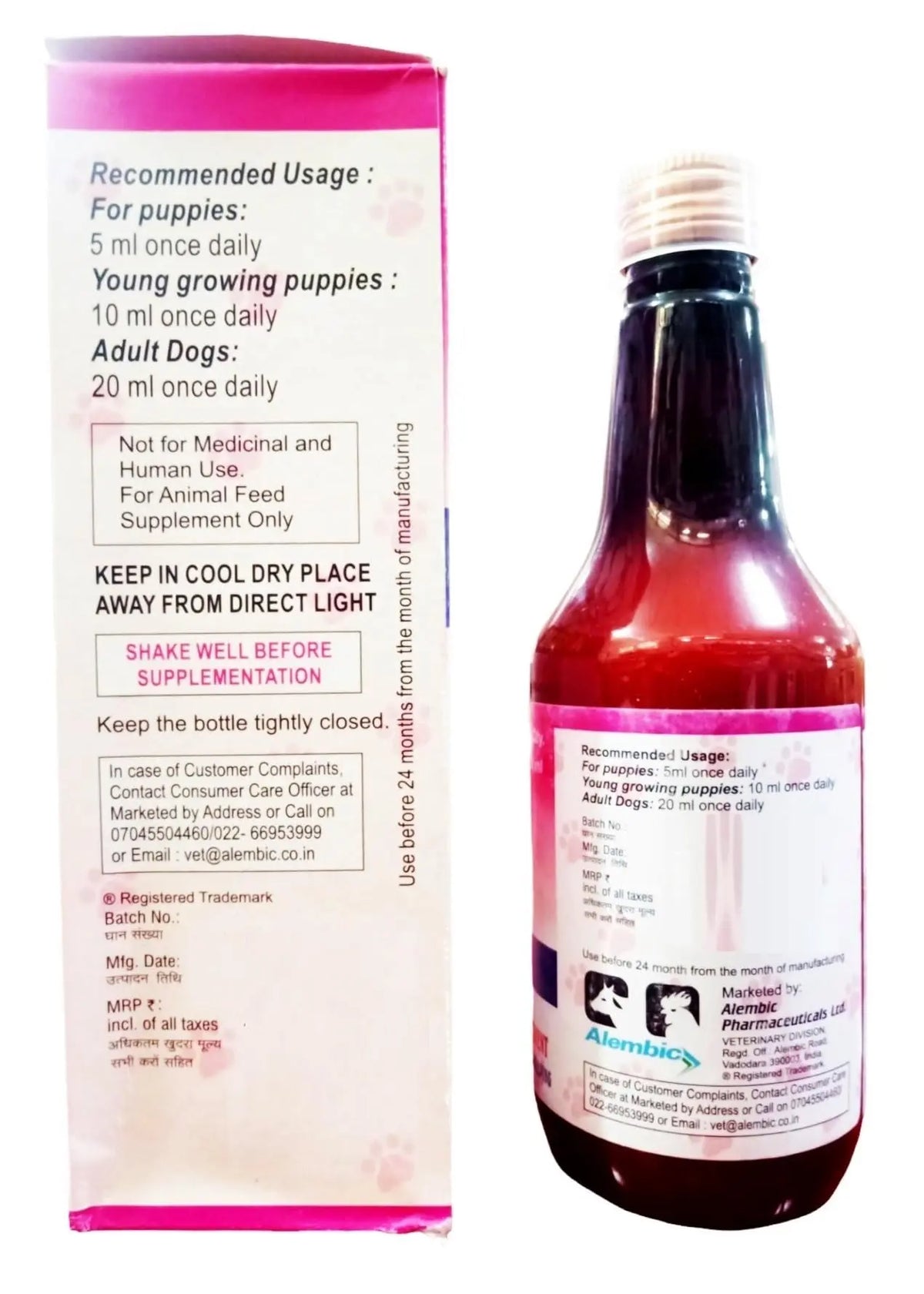 Alembic ASCAL Vitamin Mineral (300 ml) & SHARKOFERROL PET Malt Based Vitamins Iron & Calcium for Cat,Dogs & Puppies (200 g) Pet Health Supplements Generic