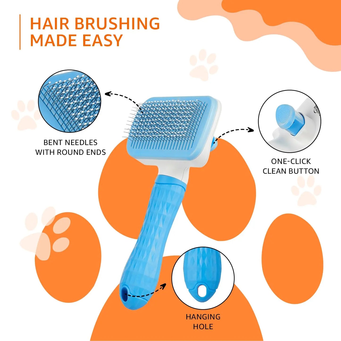 Amazon Basics Self Cleaning Slicker Pet Grooming Brush | Pet Cleaning Tool Suitable for All Pets | Rectangular Shape amazon basics