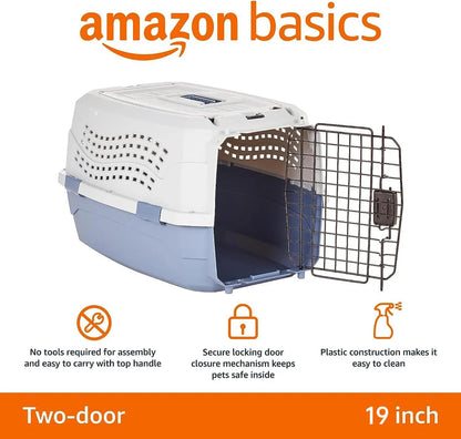 AmazonBasics Two Door Top Load Pet Carrier, Small Size |19-inch | Portable Airline Pet Carrier for Cats, Puppies and Kitten | Small amazon basics