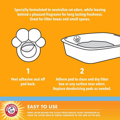 Arm & Hammer 2 Cat Litter Box Deodorizer, Fresh Breeze Scent, 30 Day Odor Control, 2 Pods ARM & HAMMER