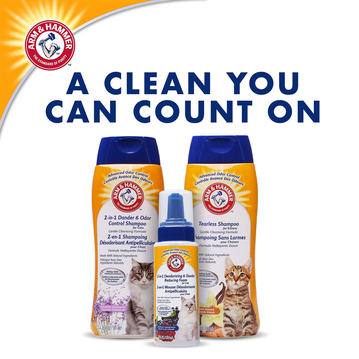 Arm & Hammer Tearless Kitten Natural Cat Shampoo for Odor Control with Baking Soda, 20 Fl Oz Gentle Cleansing Kitten Shampoo in Sweet Almond Scent (Pack of 1) ARM & HAMMER