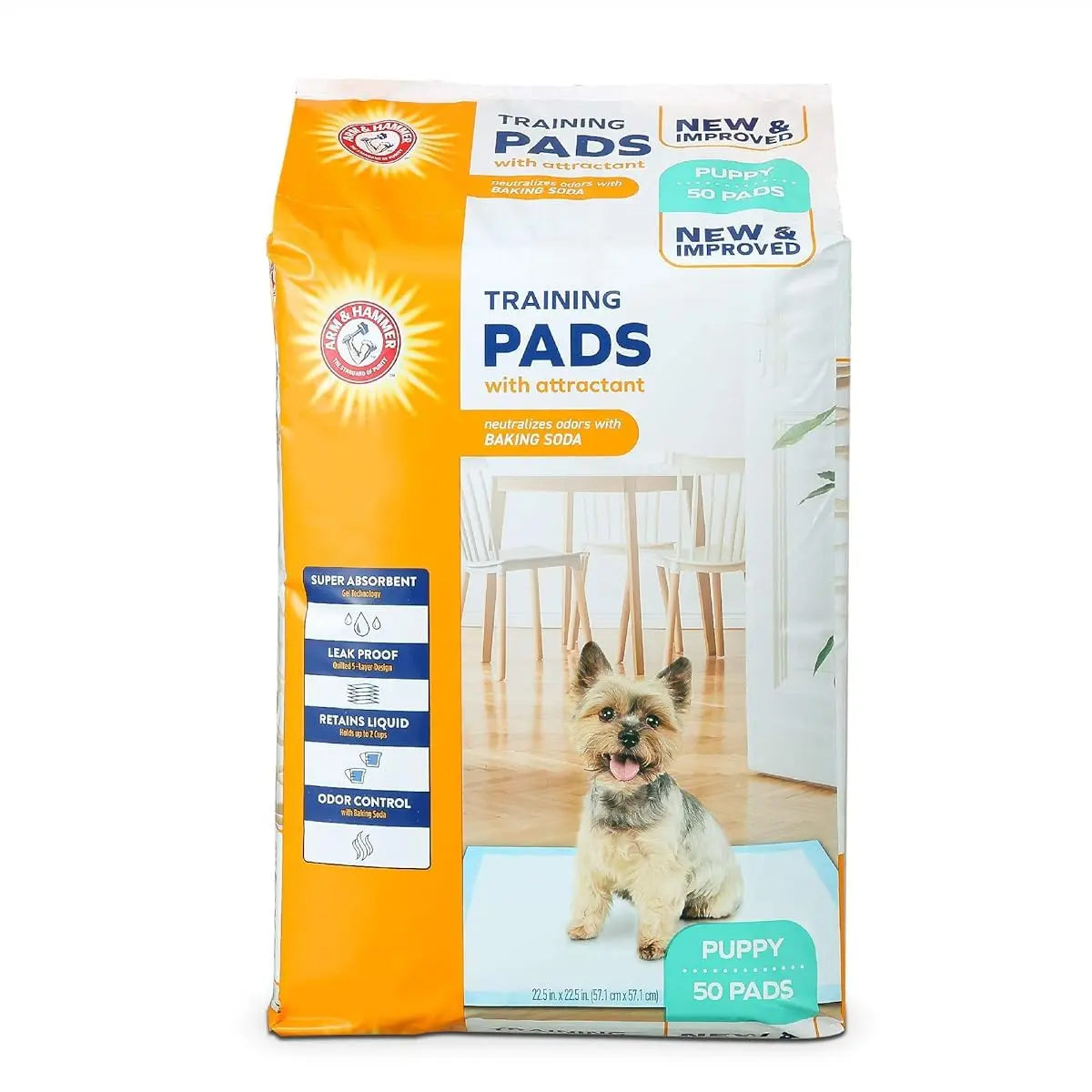 Arm & Hammer for Dogs Puppy Training Pads with Attractant | New & Improved Super Absorbent, Leak-Proof, Odor Control Quilted Puppy Pads with Baking Soda| 50 Count Wee Wee Pads ARM & HAMMER