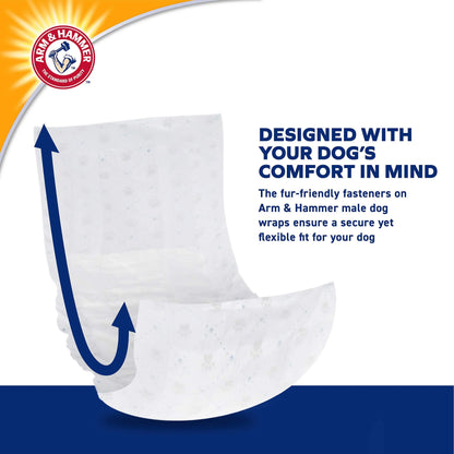 Arm & Hammer for Pets Male Dog Wraps, Size Small, 12 Count | Ultra-Absorbent, Adjustable Male Dog Diapers with Leak-Proof Protection and Wetness Indicator | Baking Soda for Odor Control ARM & HAMMER